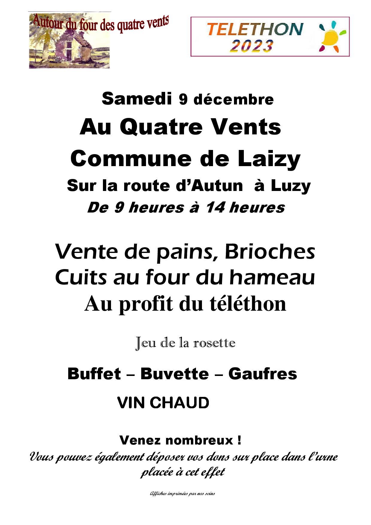 Téléthon 2023 au four à pain des 4 vents