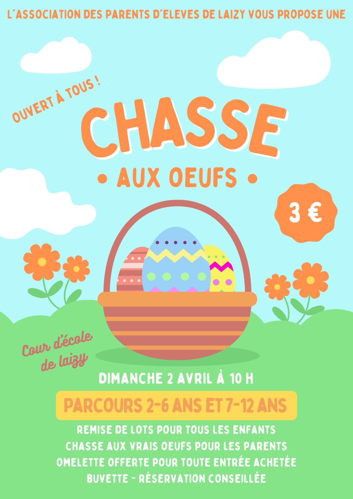 Chasse aux oeufs organisée par l'Association des Parents d'Elèves de l'Ecole de Laizy (APEEL)