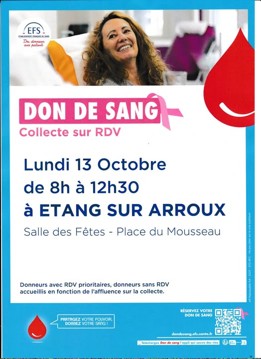 Don du sang le 13 octobre